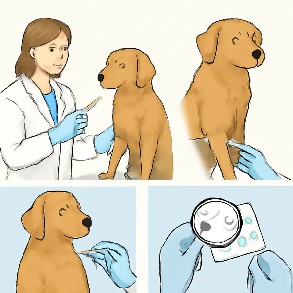 Step-by-step dog allergy testing workflow illustration for the About page