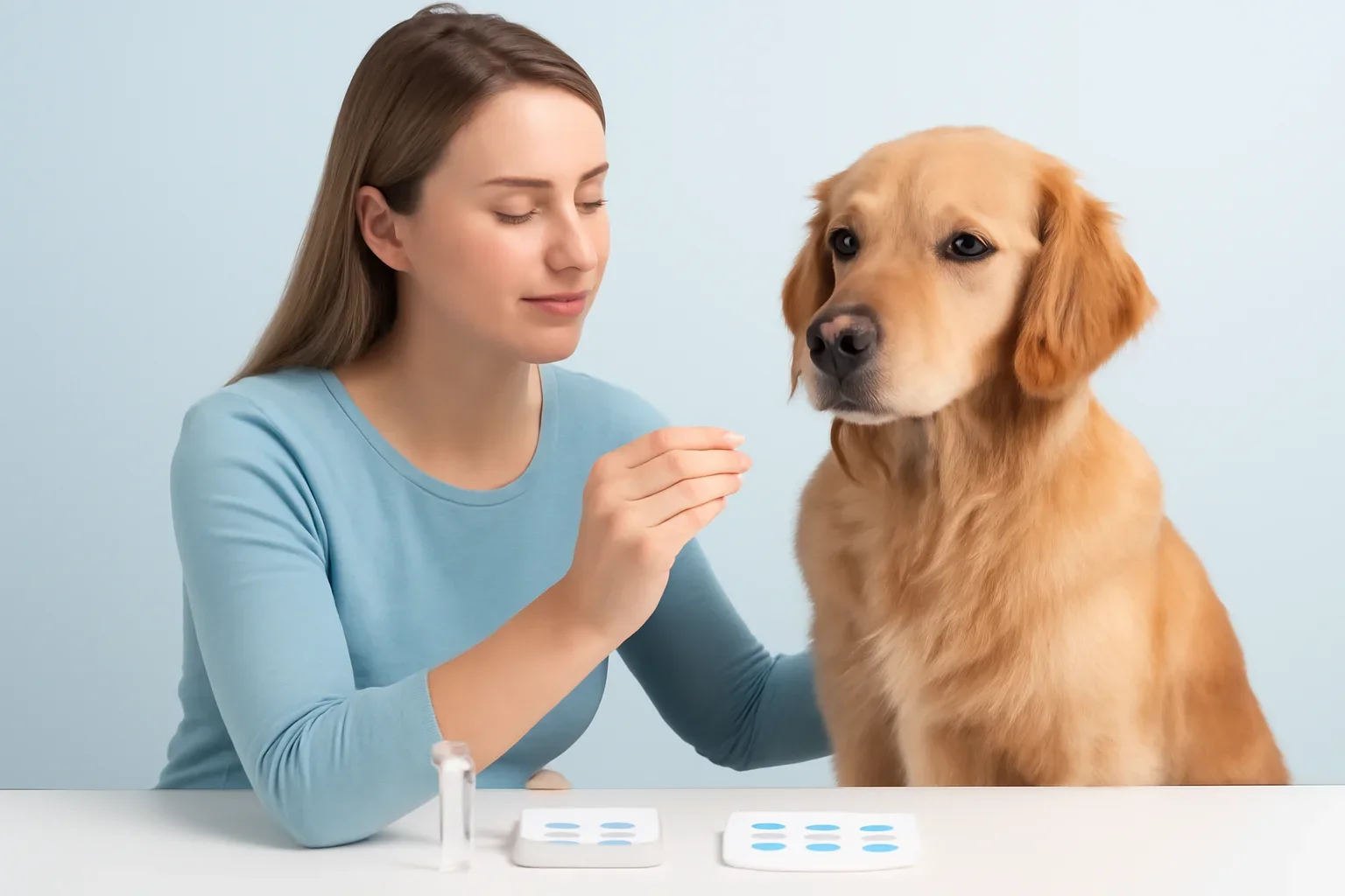 Are Dog Saliva Allergy Tests Accurate? page visual showing dog allergy testing materials and a calm dog owner