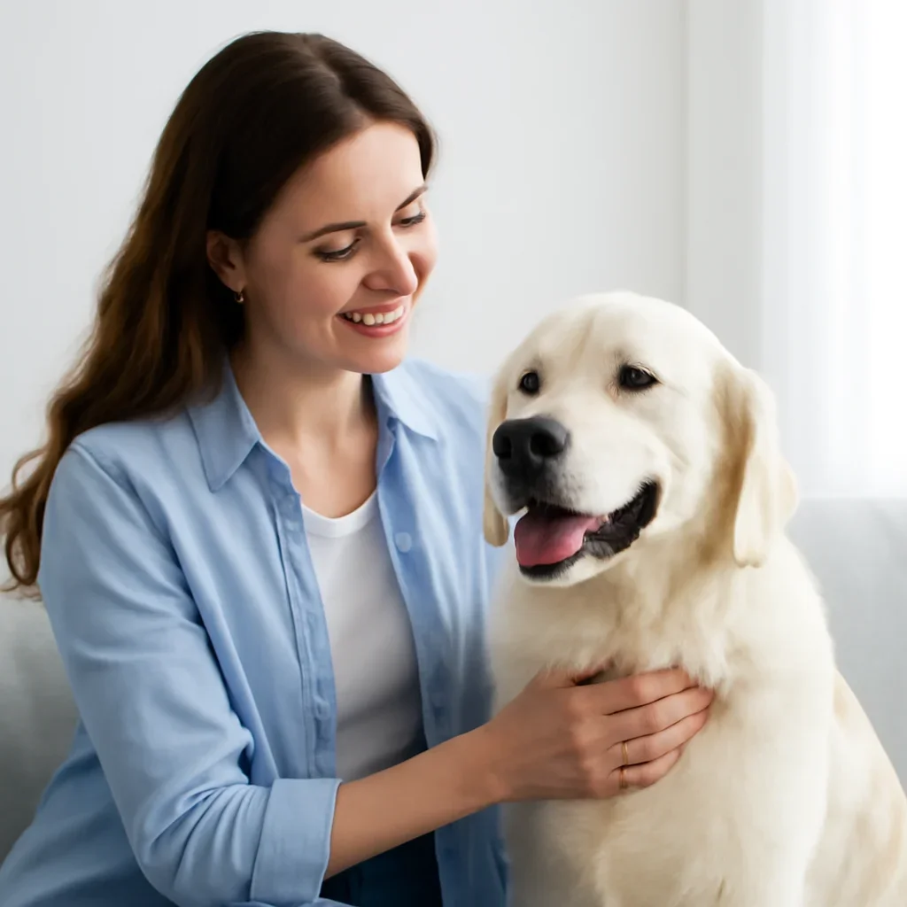 Dog owner preparing to take the next step after reading the At-Home Dog Allergy Test Reviews Guide page