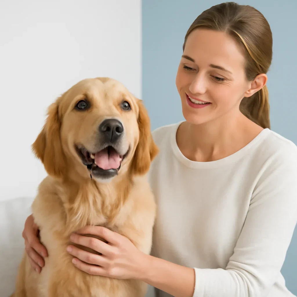 Dog owner preparing to take the next step after reading the Best Dog Food Allergy Test Options page