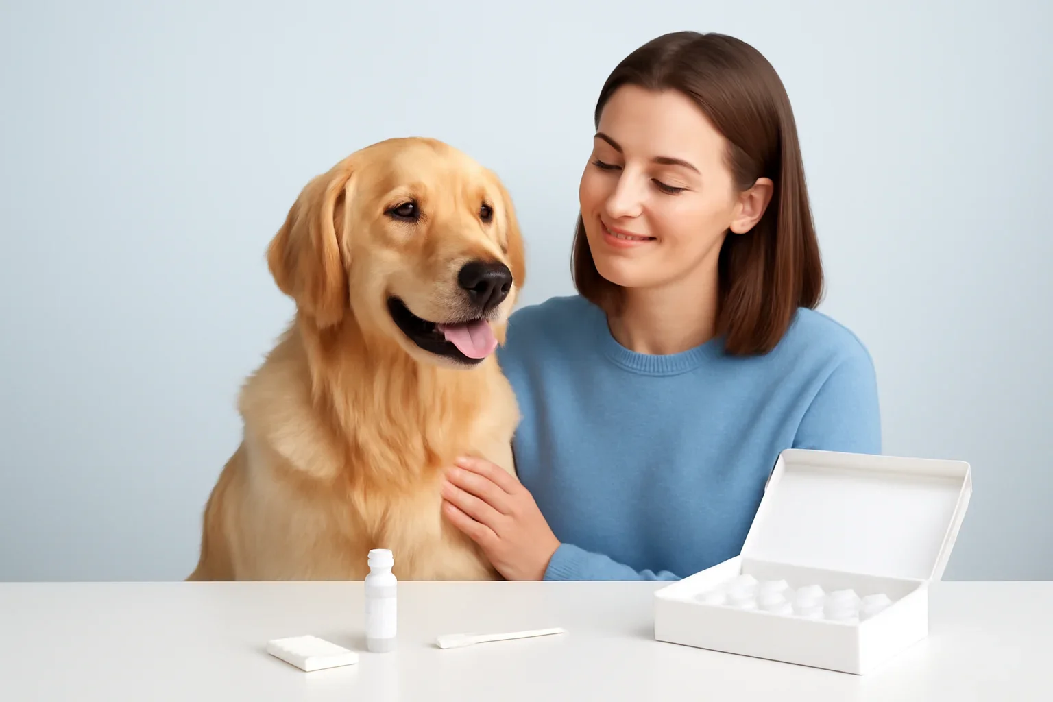 Best Dog Food Allergy Test Options page visual showing dog allergy testing materials and a calm dog owner