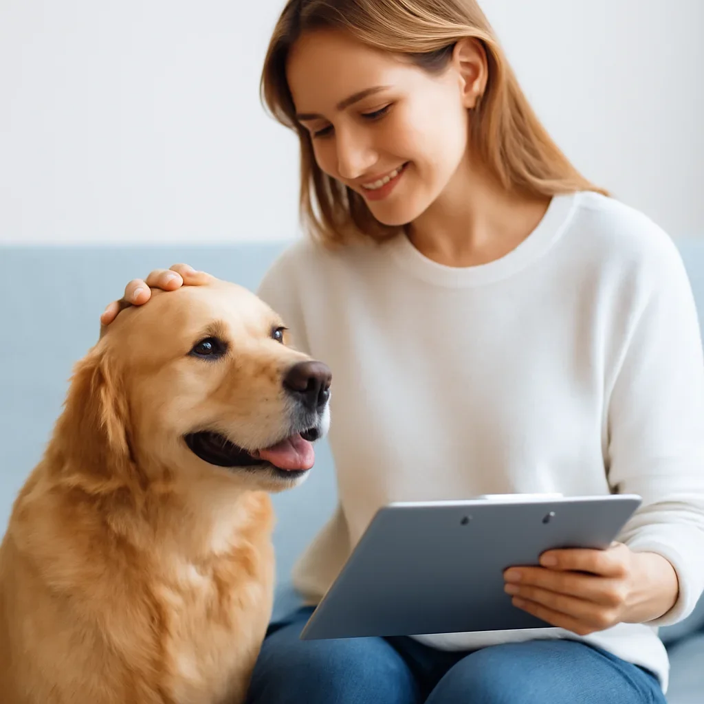 Dog owner preparing to take the next step after reading the Can Dogs Be Tested for Environmental Allergies? page
