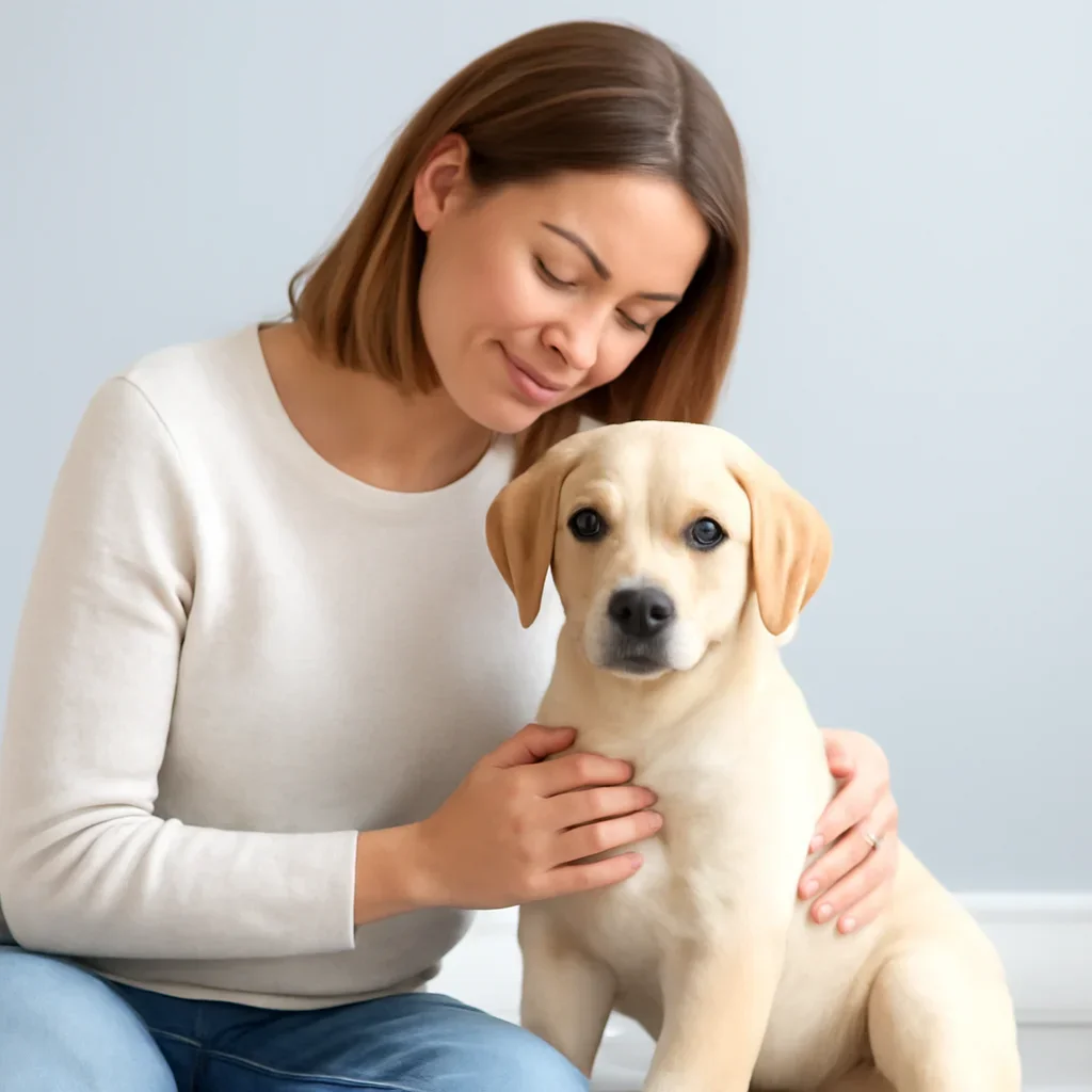 Dog owner preparing to take the next step after reading the Can Puppies Get Allergy Tested? page