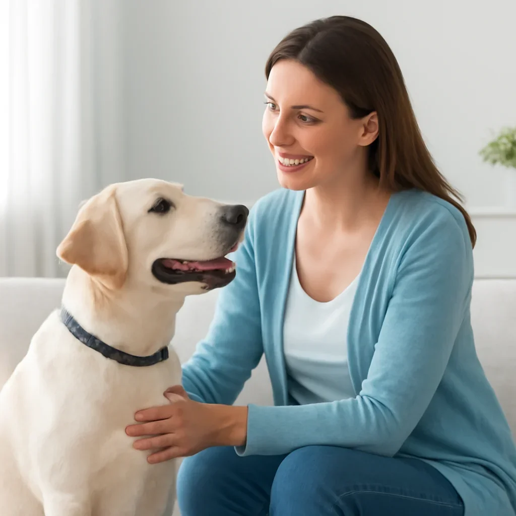 Dog owner preparing to take the next step after reading the Dog Allergy Blood Test Accuracy page