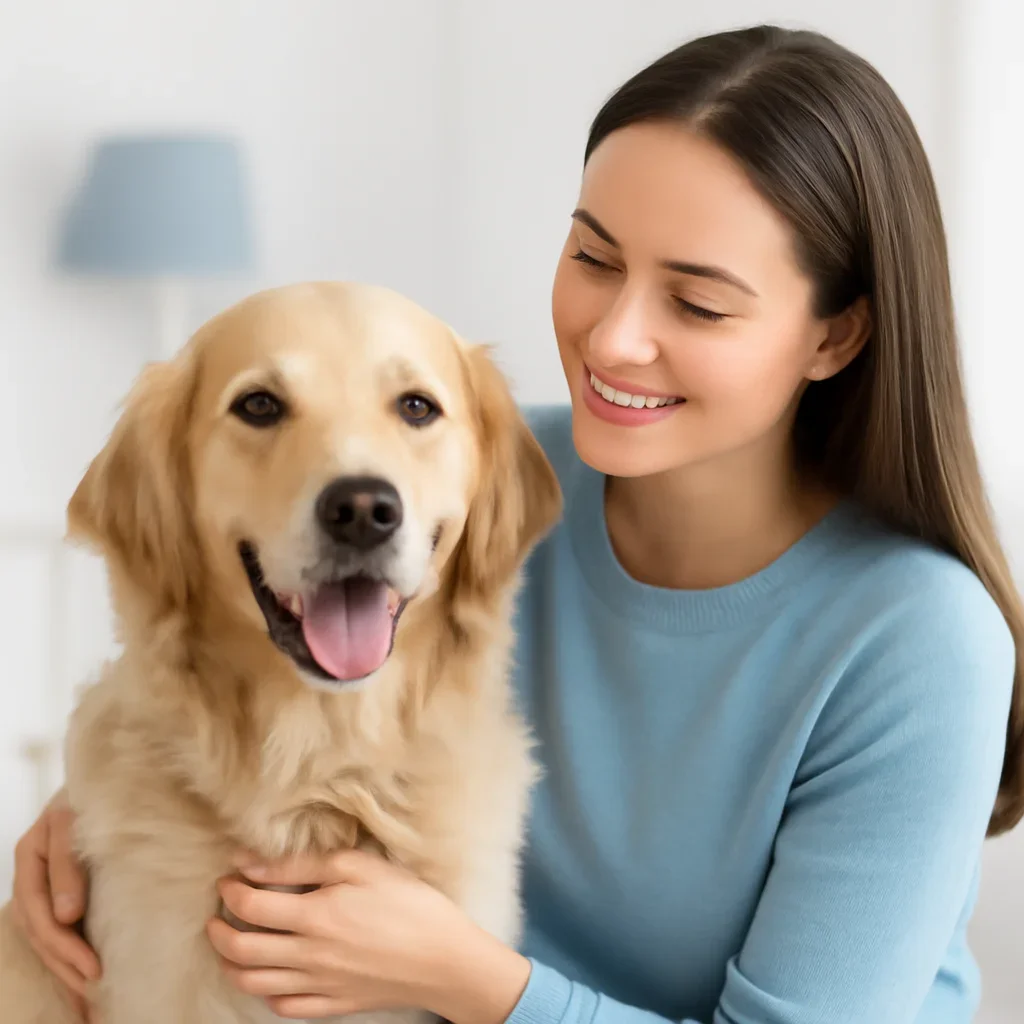Dog owner preparing to take the next step after reading the Dog Allergy Test Cost at the Vet page