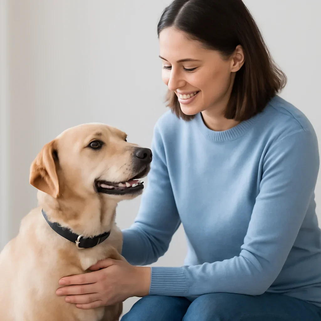 Dog owner preparing to take the next step after reading the Dog Skin Test for Allergies Explained page