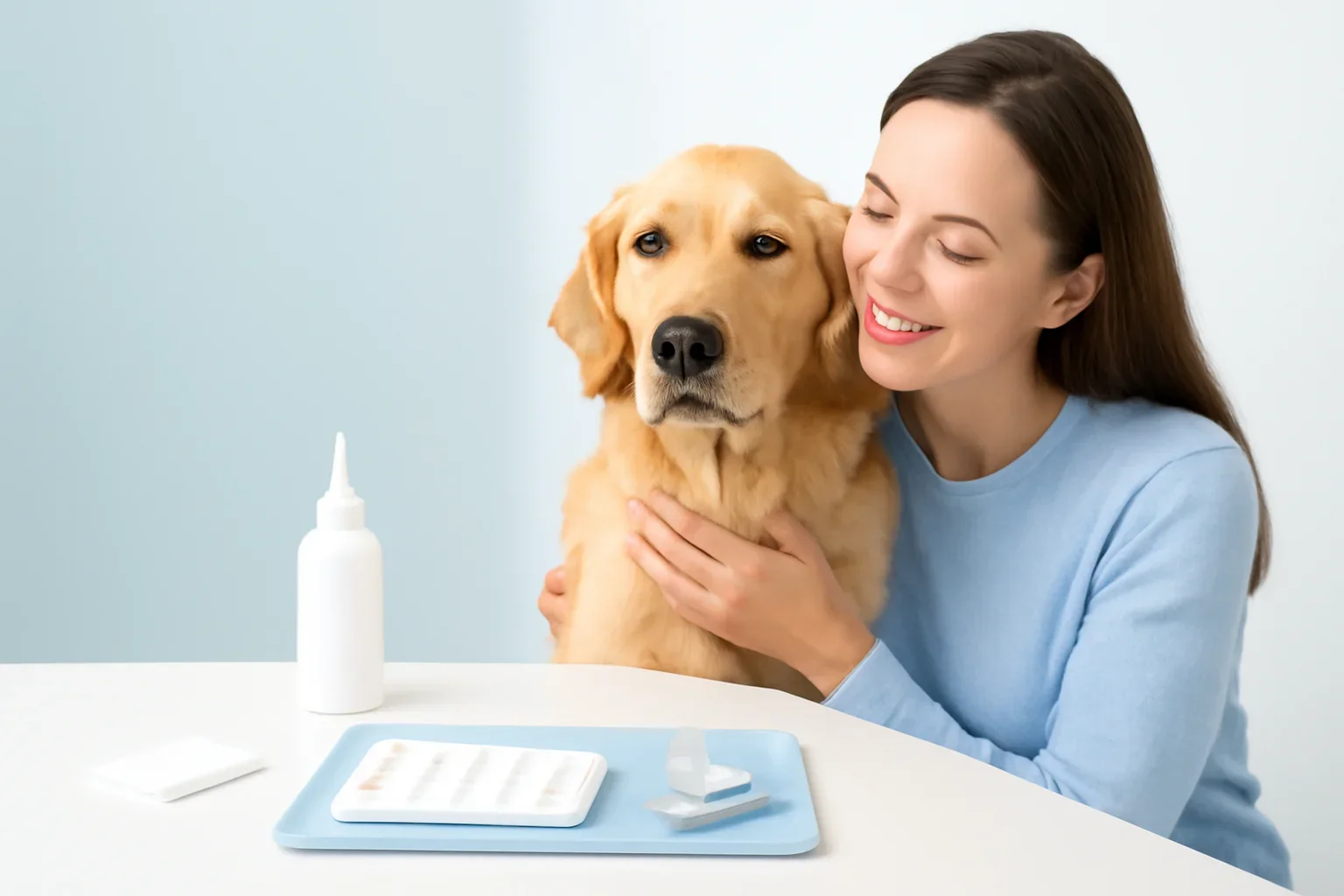 Dog Skin Test for Allergies Explained page visual showing dog allergy testing materials and a calm dog owner