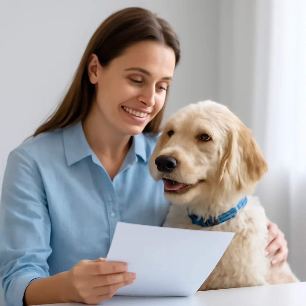Dog owner preparing to take the next step after reading the How Long Dog Allergy Testing Takes page