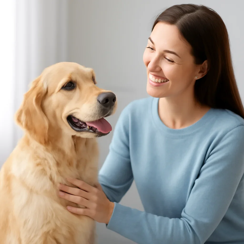 Dog owner preparing to take the next step after reading the How to Choose the Best Dog Allergy Test Kit page