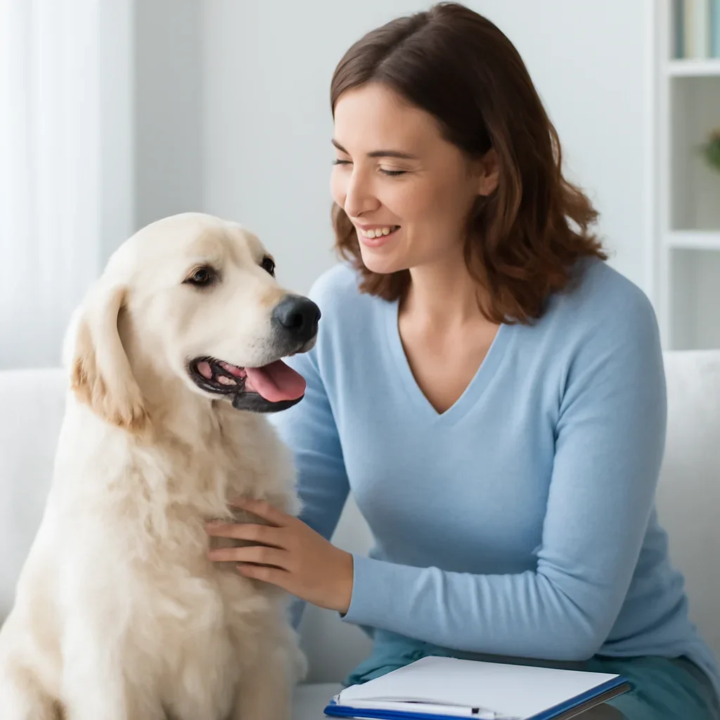 Dog owner preparing to take the next step after reading the How to Test Your Dog for Food Allergies page