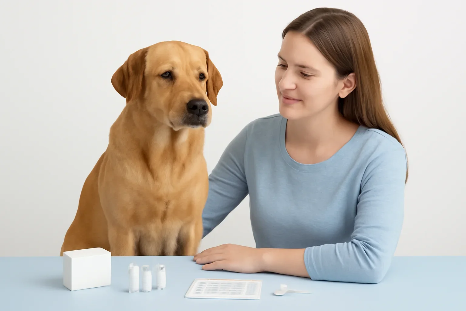 How to Test Your Dog for Food Allergies page visual showing dog allergy testing materials and a calm dog owner