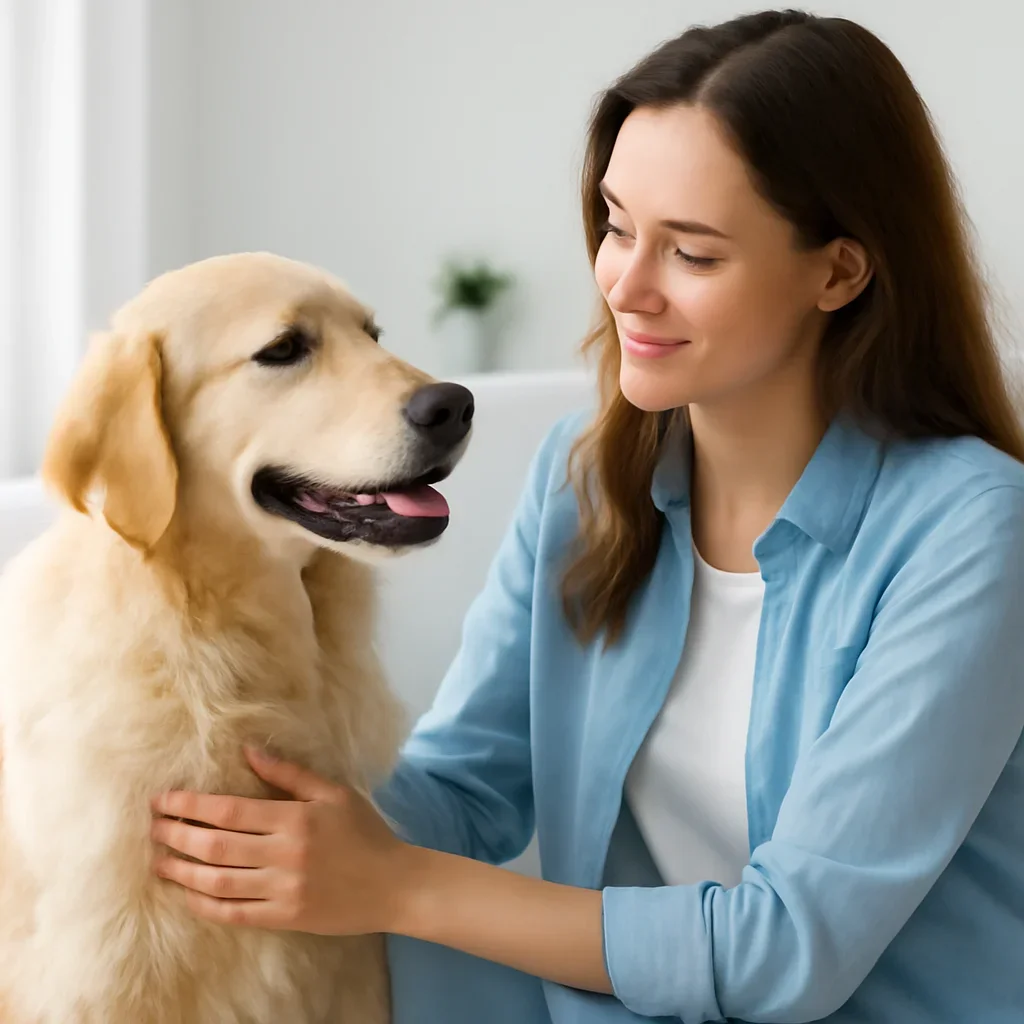 Dog owner preparing to take the next step after reading the Signs Your Dog Needs an Allergy Test page