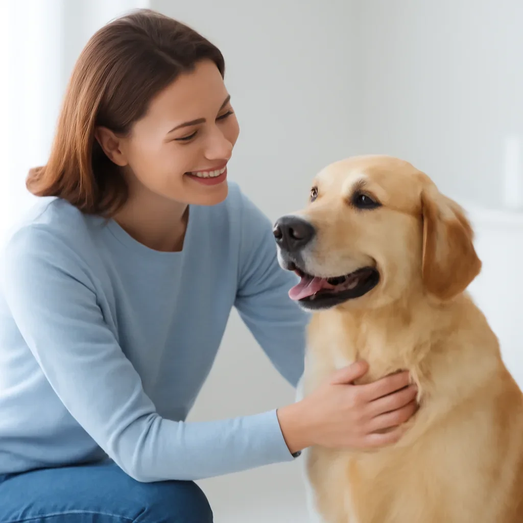 Dog owner preparing to take the next step after reading the What Is in a Dog Allergy Test? page
