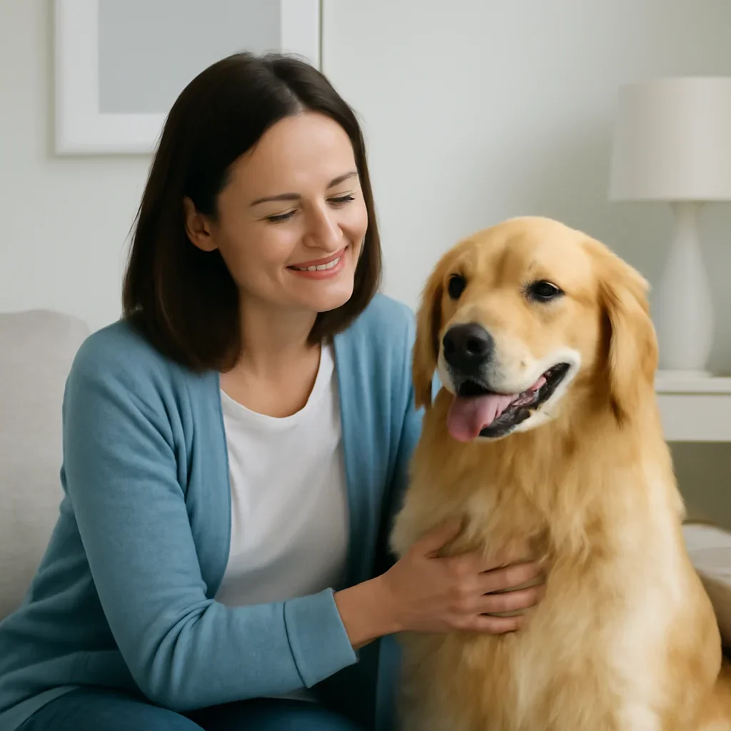 Dog owner preparing to take the next step after reading the At-Home vs Vet Dog Allergy Testing page