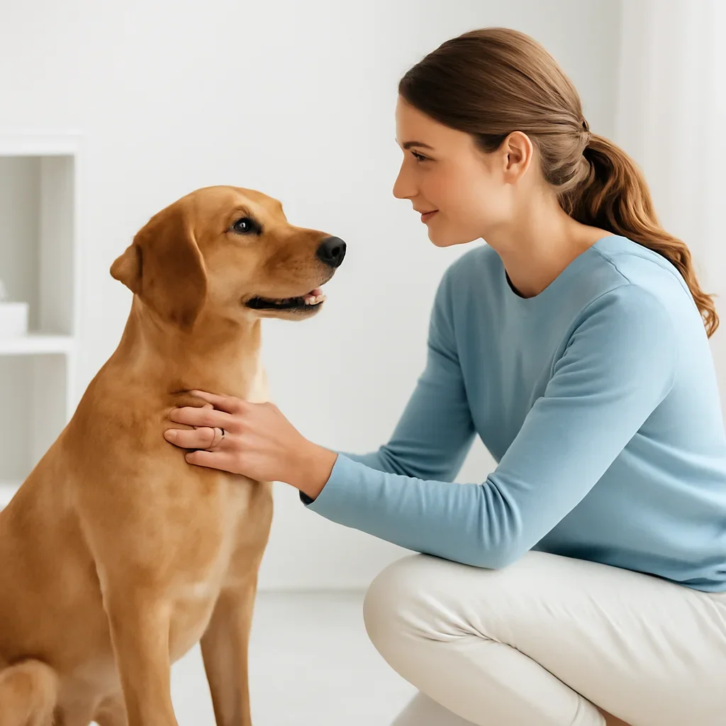 Dog owner preparing to take the next step after reading the Best Dog Allergy Test page