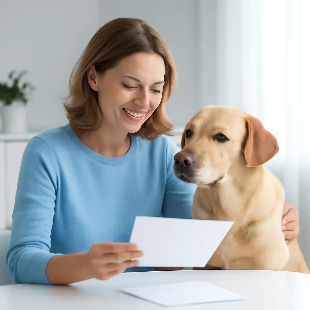 Dog owner preparing to take the next step after reading the Glacier Peak Dog Allergy Test page