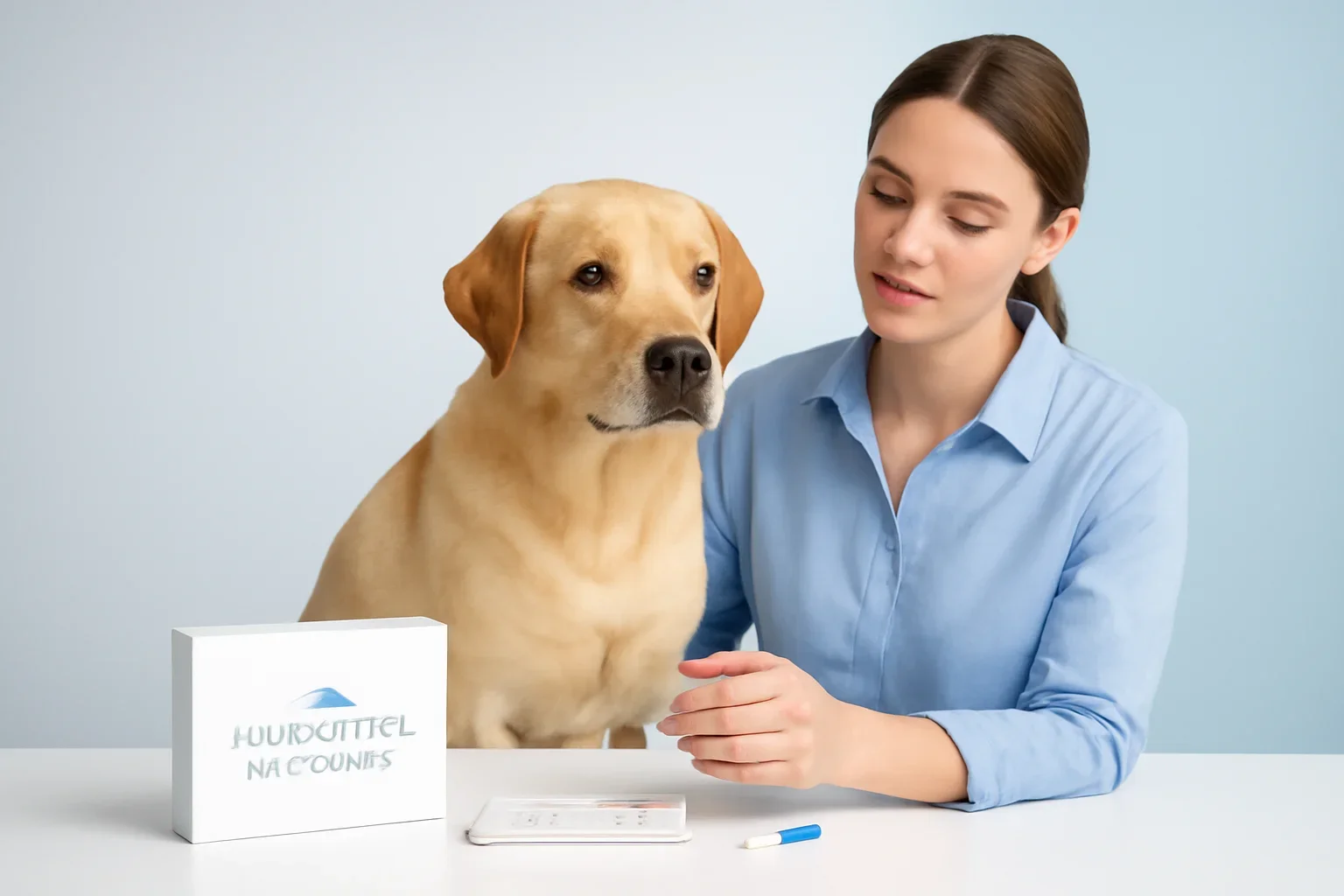 Glacier Peak Dog Allergy Test page visual showing dog allergy testing materials and a calm dog owner