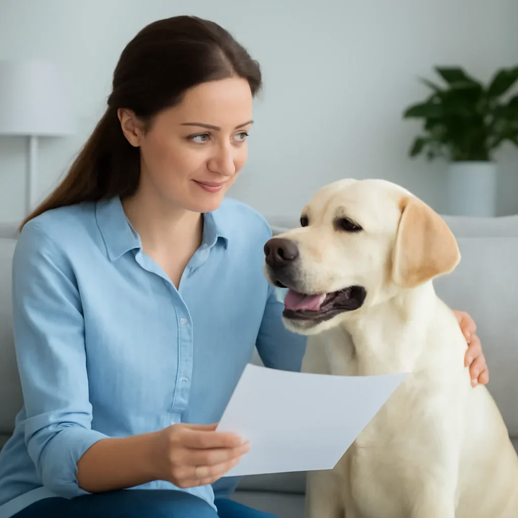Dog owner preparing to take the next step after reading the Heska Dog Allergy Testing page