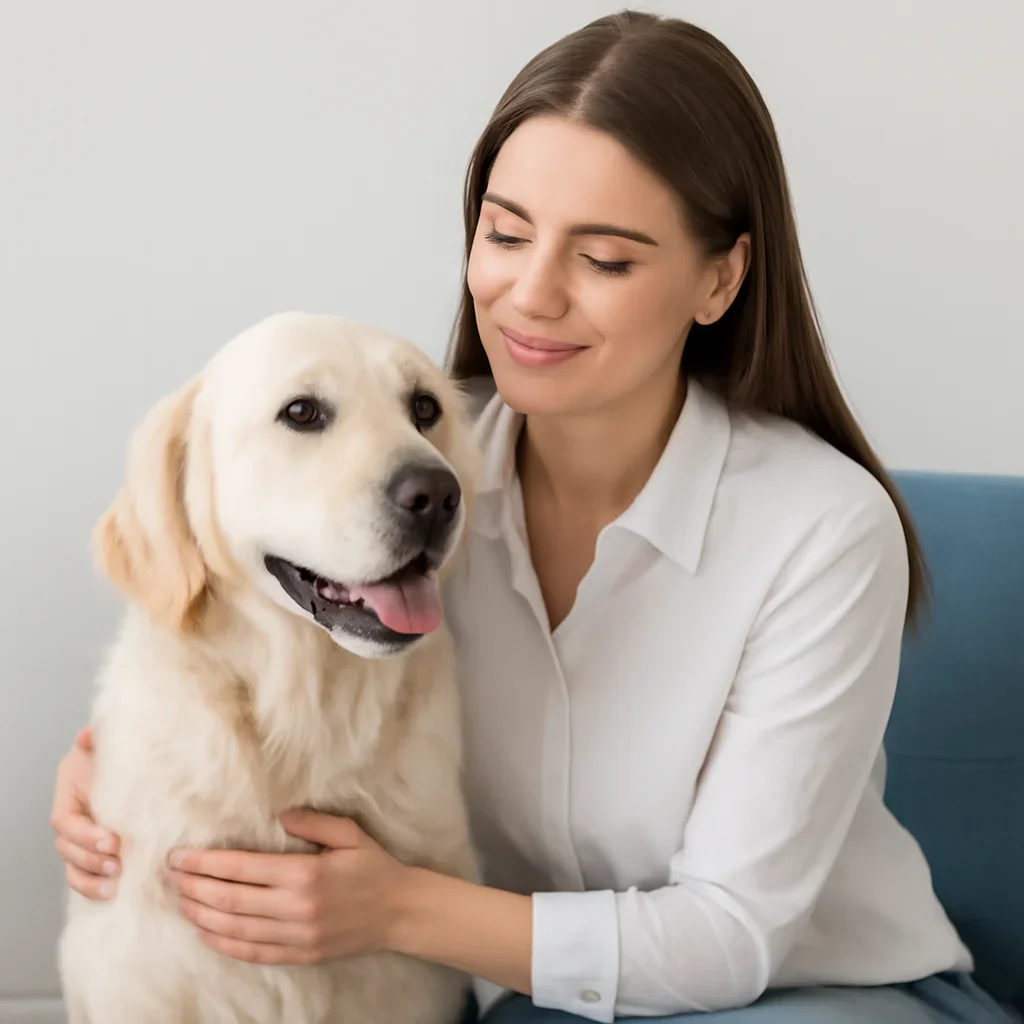 Dog owner preparing to take the next step after reading the Nextmune Dog Allergy Testing page