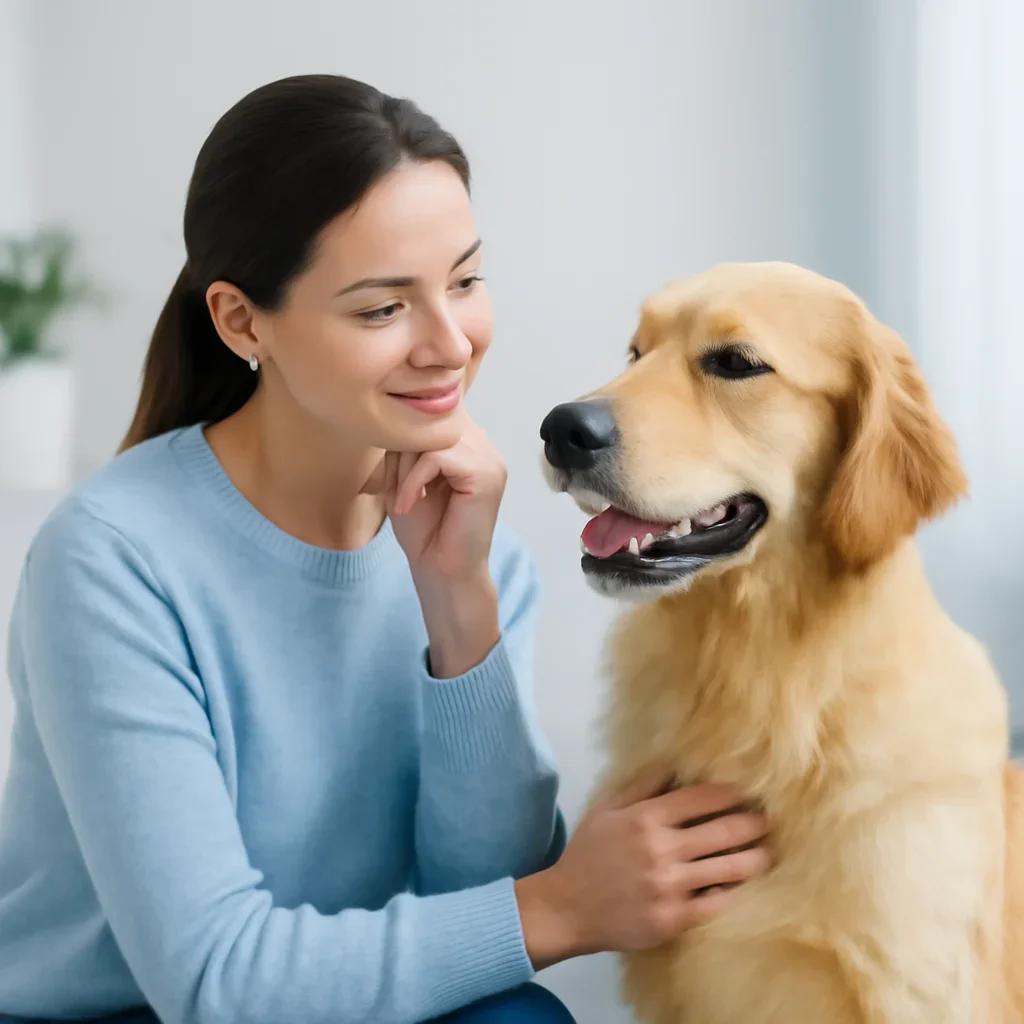Dog owner preparing to take the next step after reading the NutriScan Dog Allergy Test page