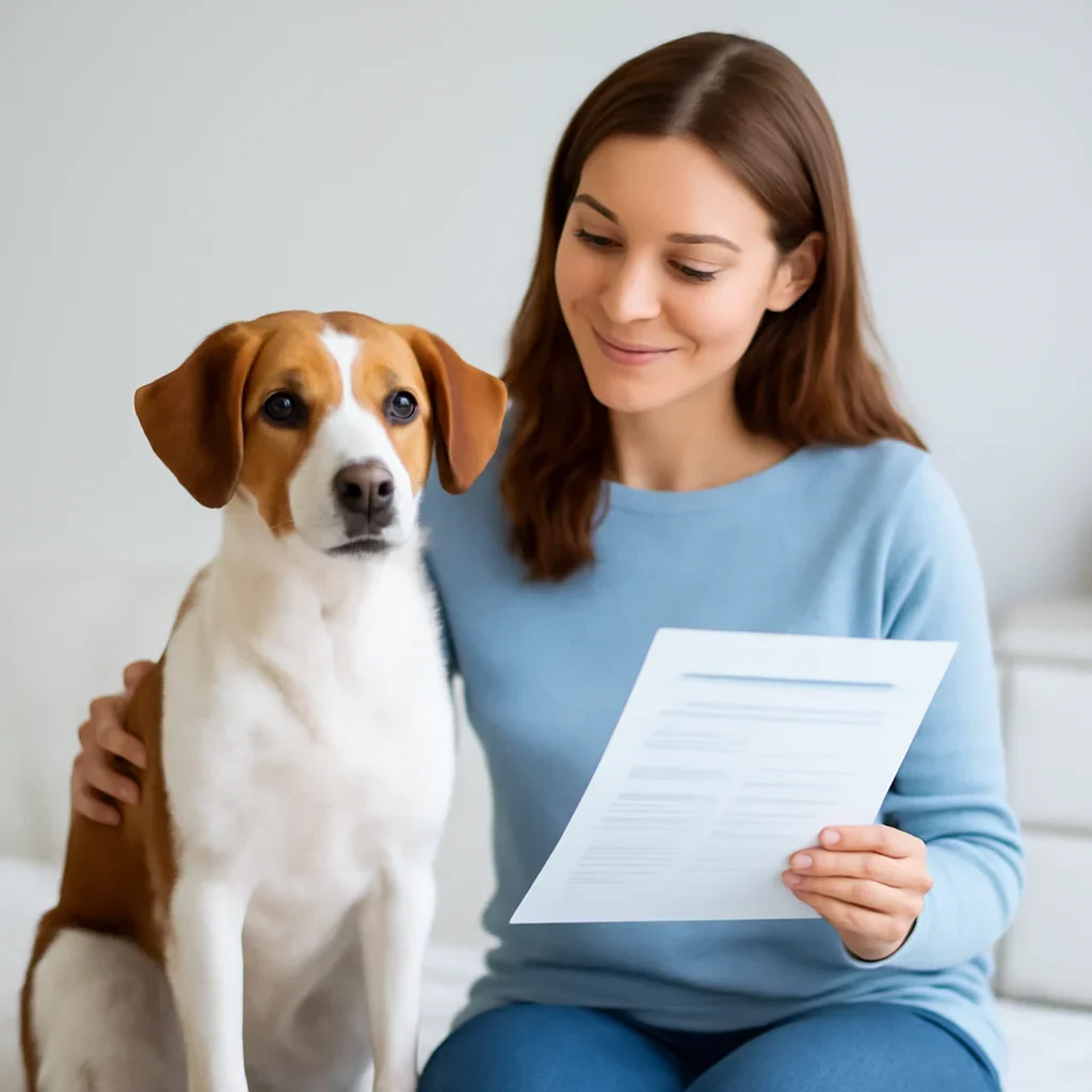 Dog owner preparing to take the next step after reading the Spectrum Labs Dog Allergy Testing page
