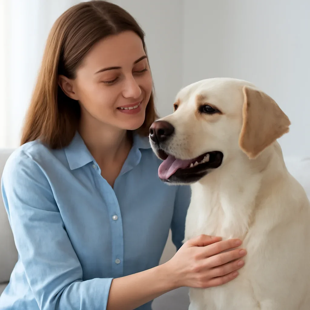 Dog owner preparing to take the next step after reading the Contact page