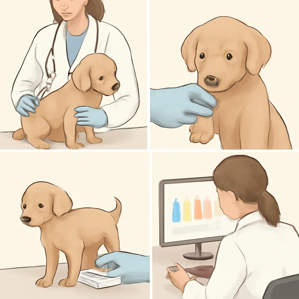 Step-by-step dog allergy testing workflow illustration for the FAQ page