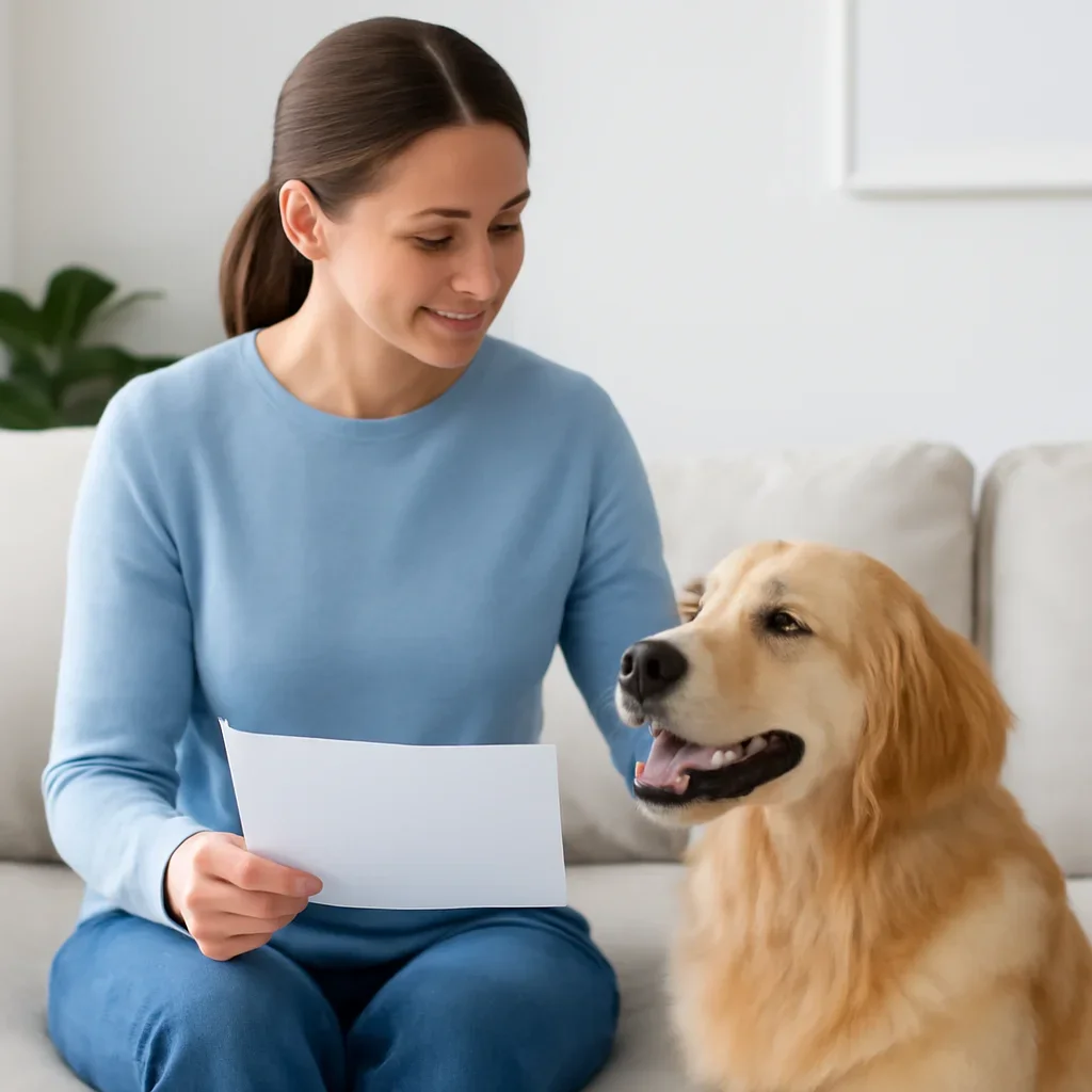 Dog owner preparing to take the next step after reading the At-Home Sample Collection page