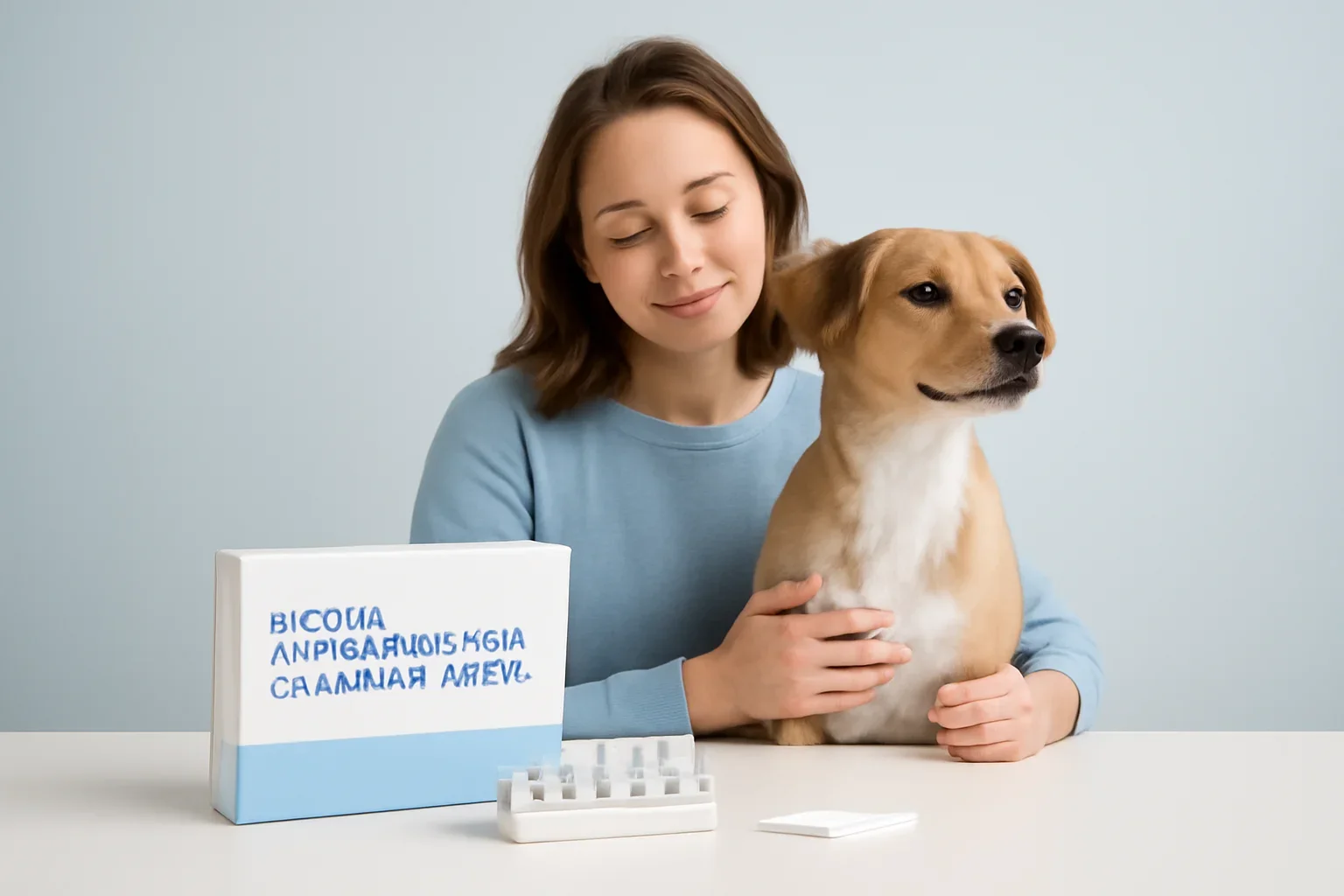 Food & Environmental Allergen Panel page visual showing dog allergy testing materials and a calm dog owner