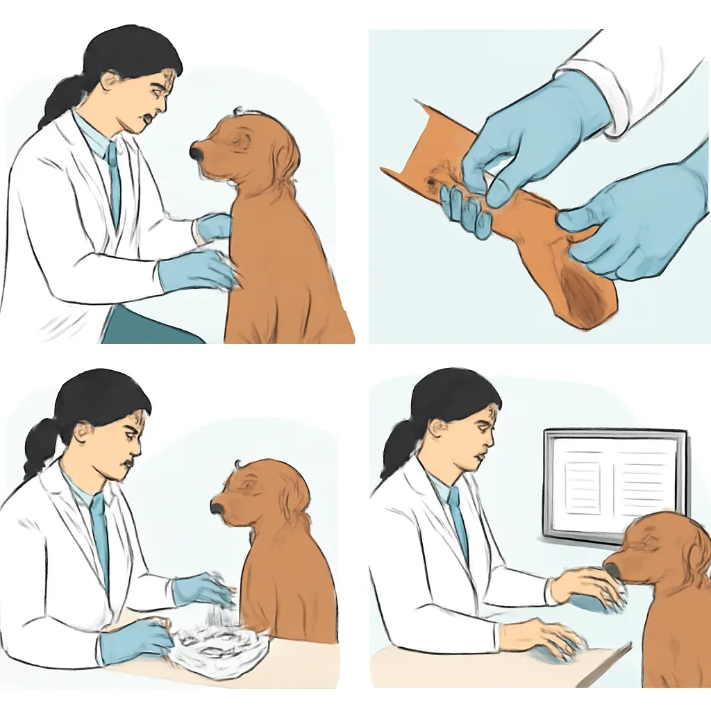 Step-by-step dog allergy testing workflow illustration for the Food & Environmental Allergen Panel page