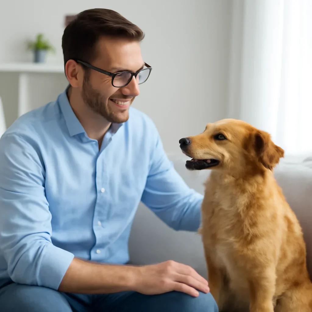 Dog owner preparing to take the next step after reading the Vet-Reviewed Guidance page