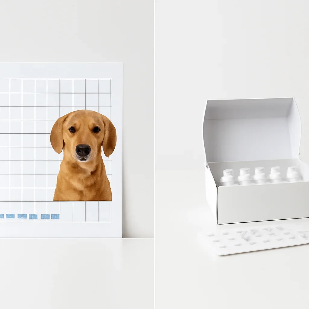 Side-by-side visual for comparing dog allergy testing methods on the Home page