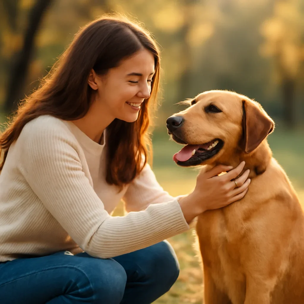 Customer-style dog care lifestyle image supporting the Home page
