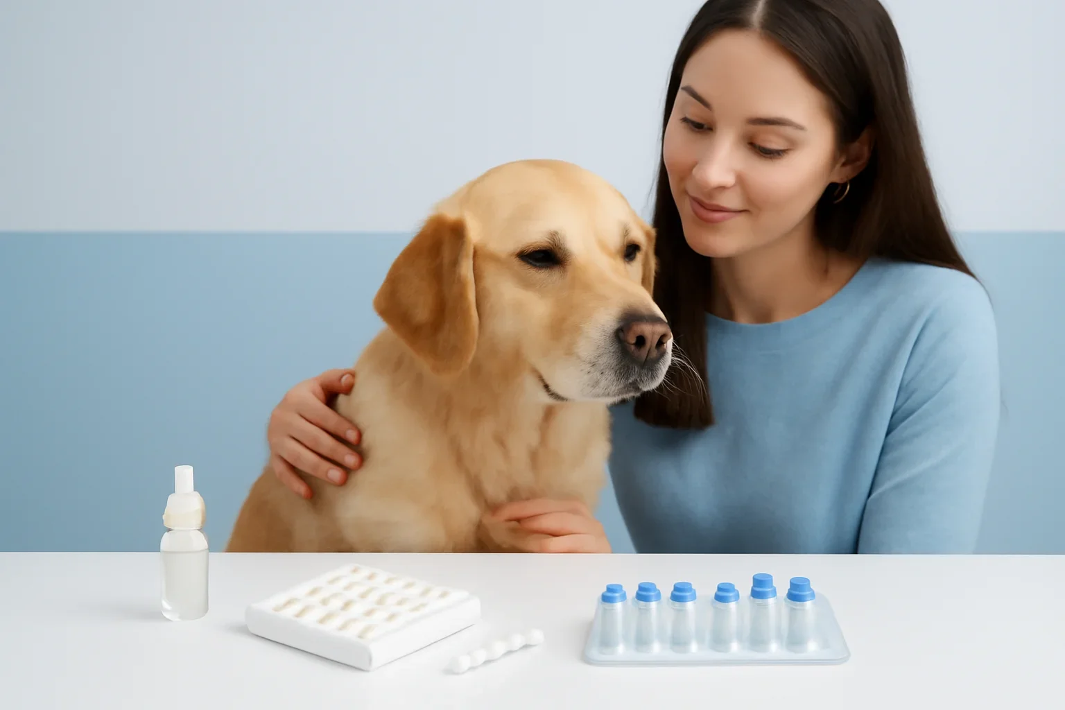 Dog Allergy Testing Near Me page visual showing dog allergy testing materials and a calm dog owner