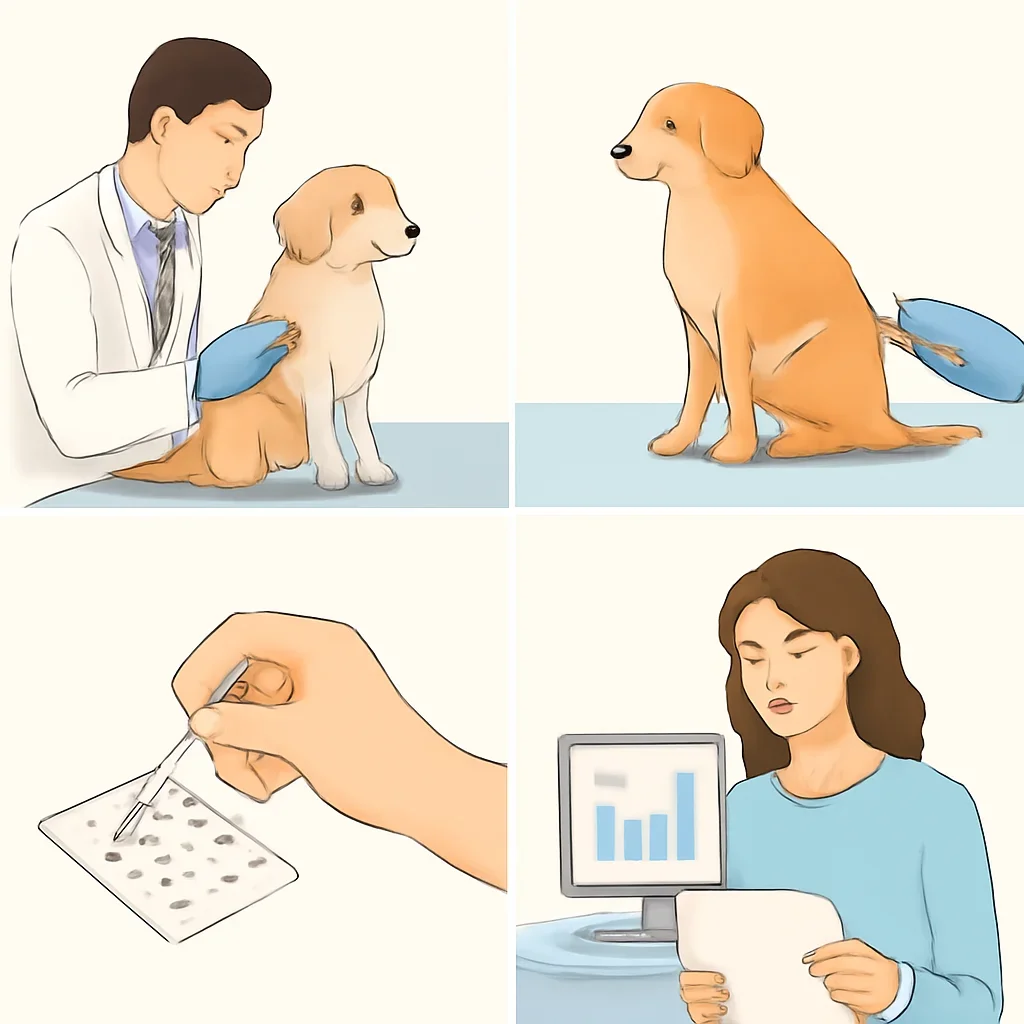 Step-by-step dog allergy testing workflow illustration for the Dog Allergy Test Cost page