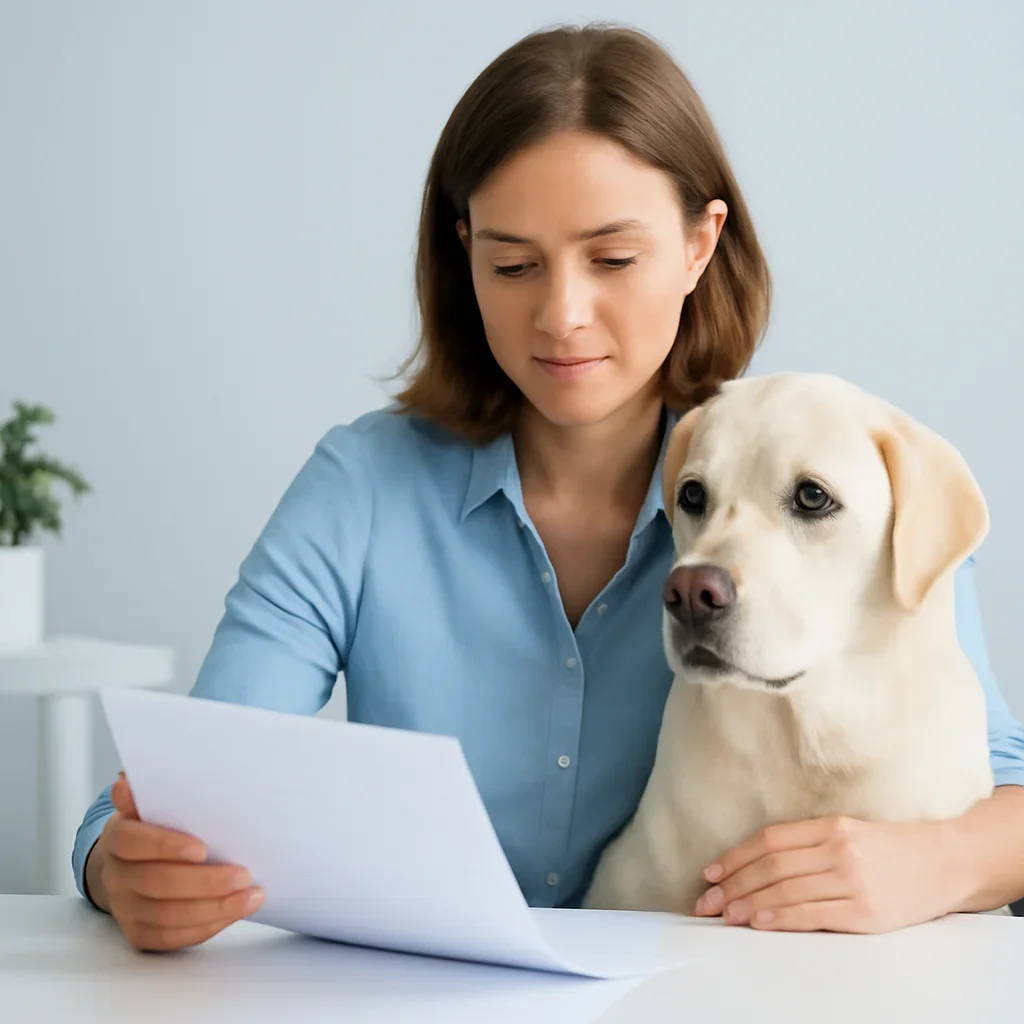 Dog owner preparing to take the next step after reading the At-Home Dog Allergy Test page