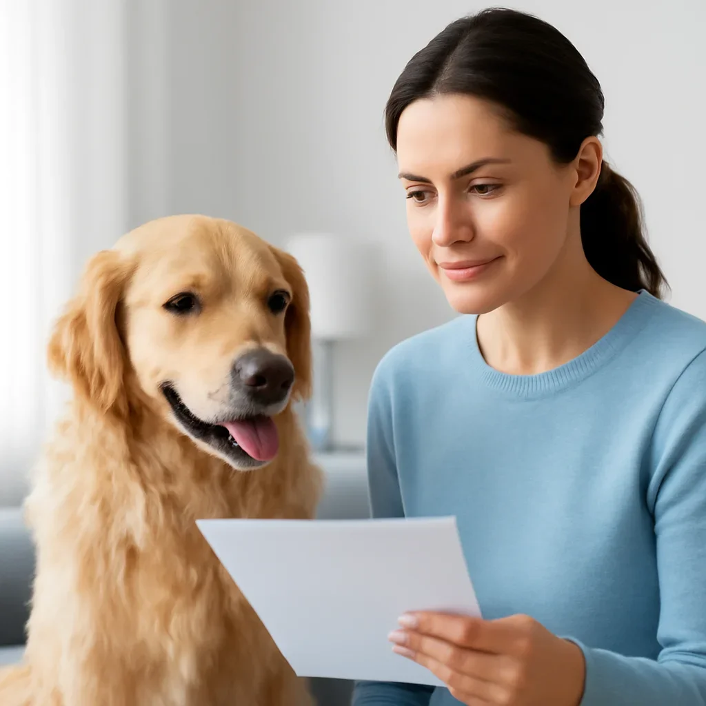Dog owner preparing to take the next step after reading the Dog Allergy Hair Test page