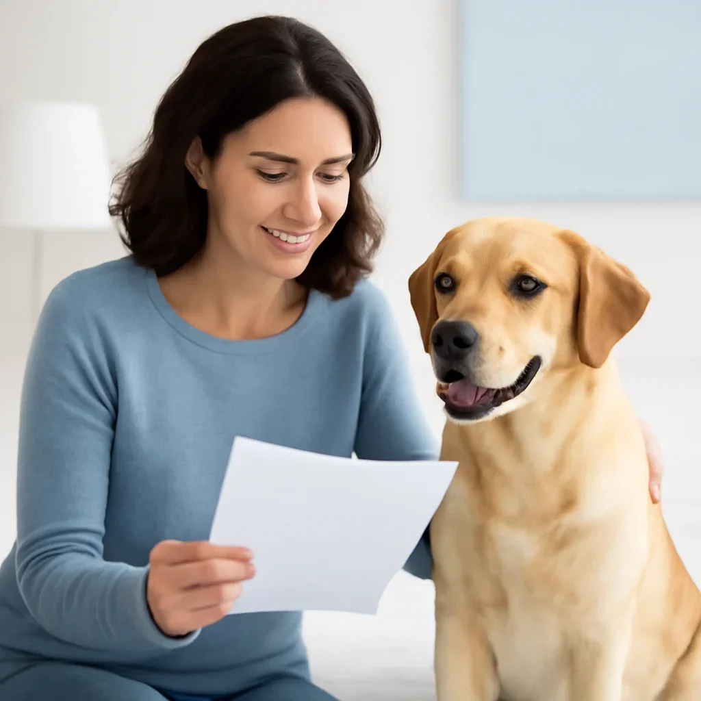 Dog owner preparing to take the next step after reading the Dog Allergy Skin Test page