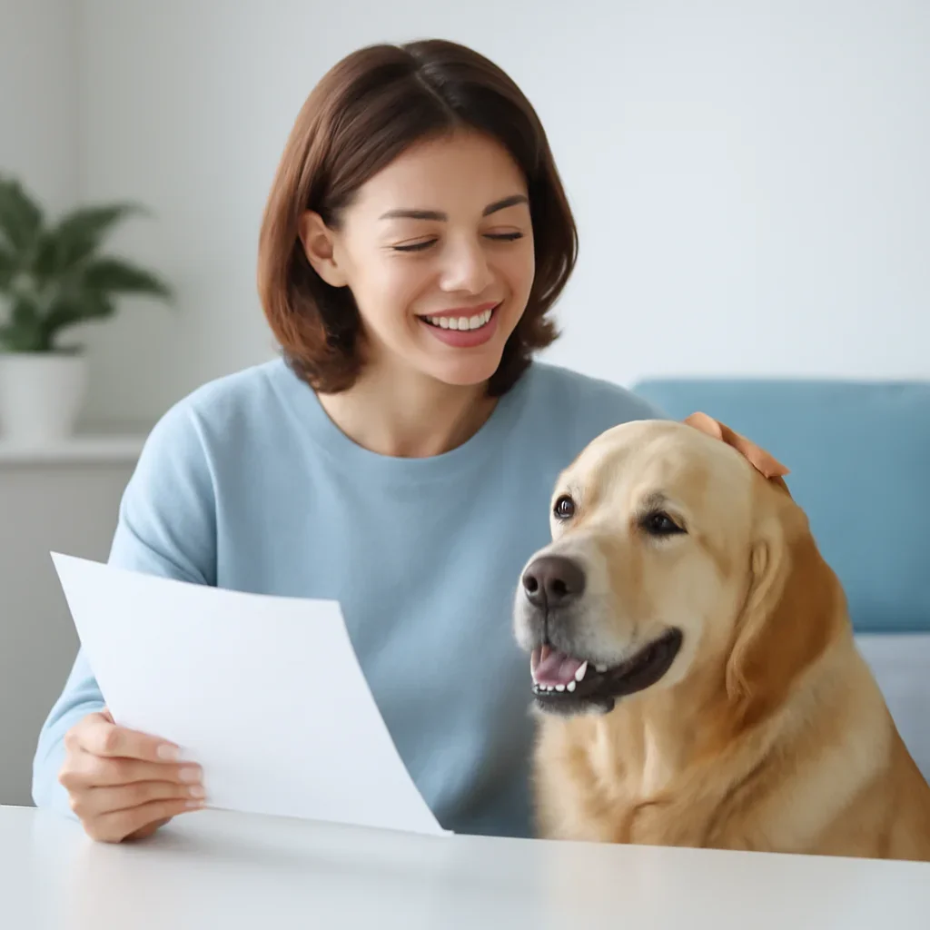 Dog owner comparing dog allergy testing methods and provider options