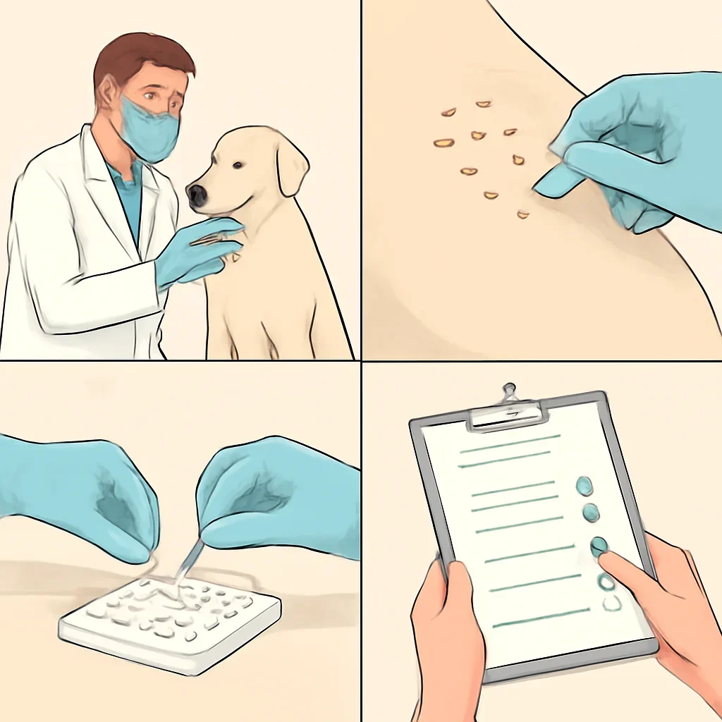 Step-by-step dog allergy testing workflow illustration for the Dog Allergy Test page