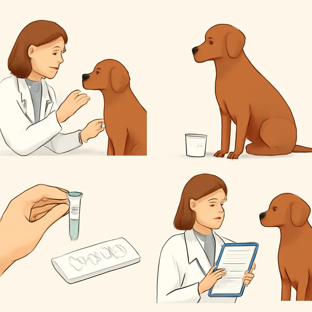 Step-by-step dog allergy testing workflow illustration for the Environmental Dog Allergy Test page