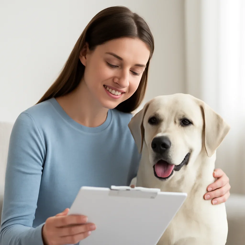Dog owner preparing to take the next step after reading the Are Dog Allergy Tests Accurate? page