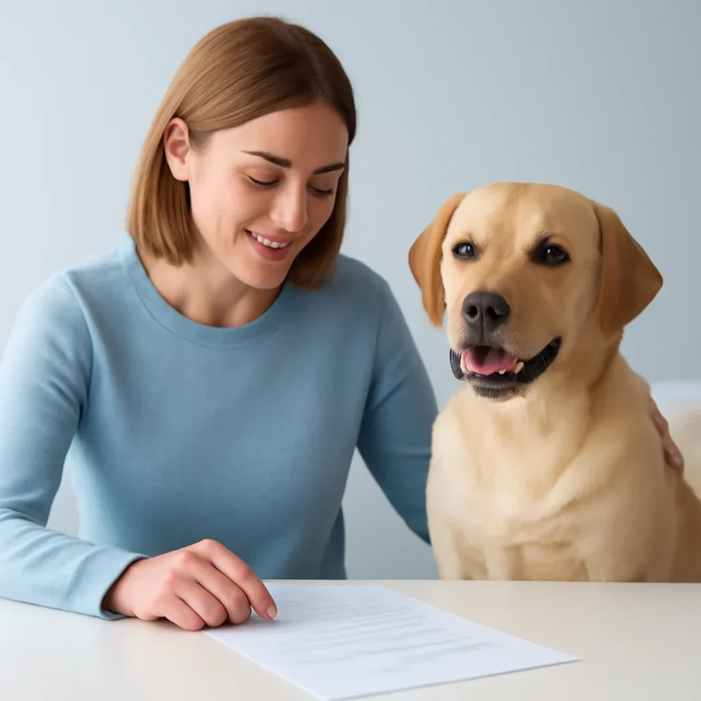 Dog owner preparing to take the next step after reading the How to Collect a Dog Hair or Saliva Sample page