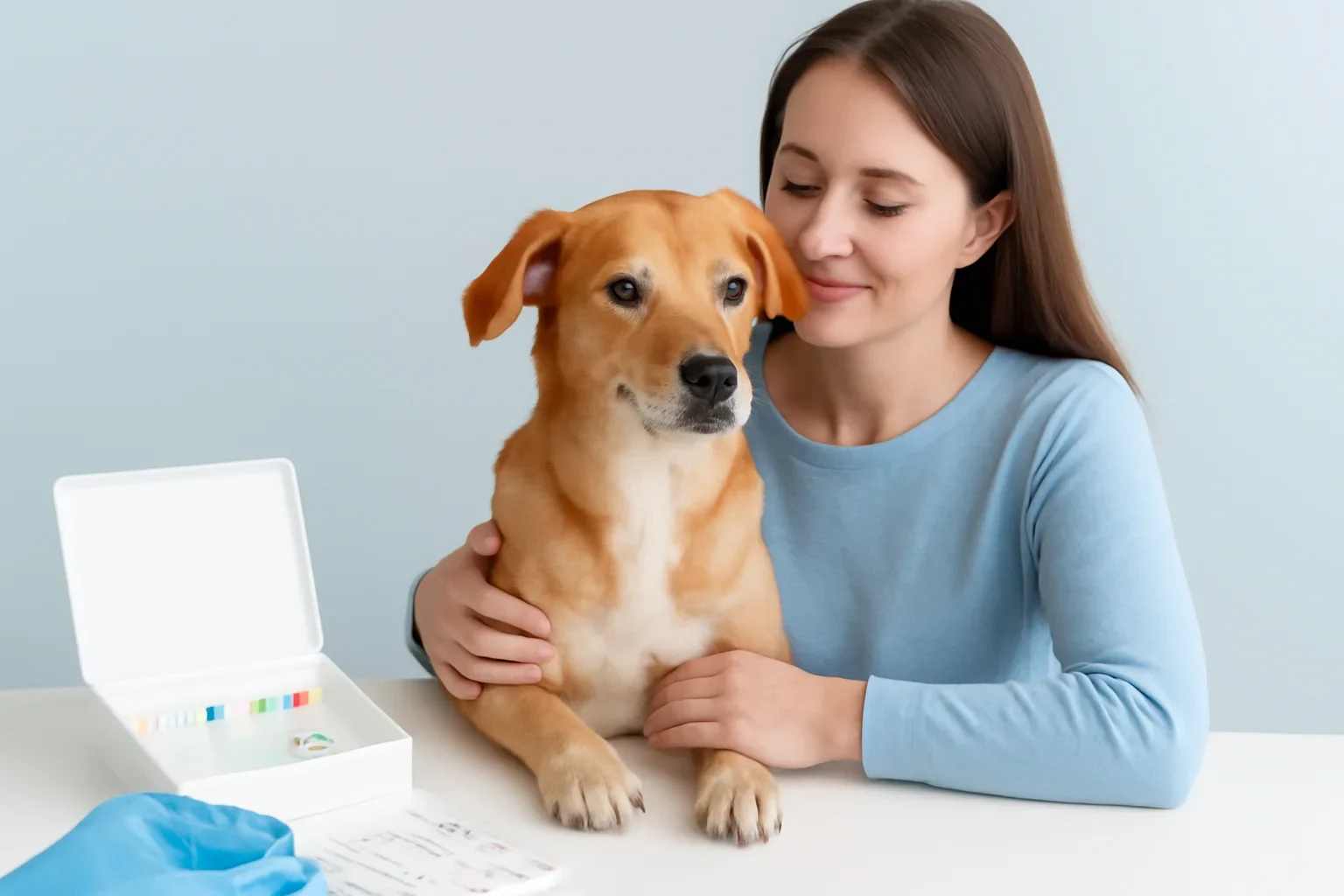 How to Read Dog Allergy Test Results page visual showing dog allergy testing materials and a calm dog owner